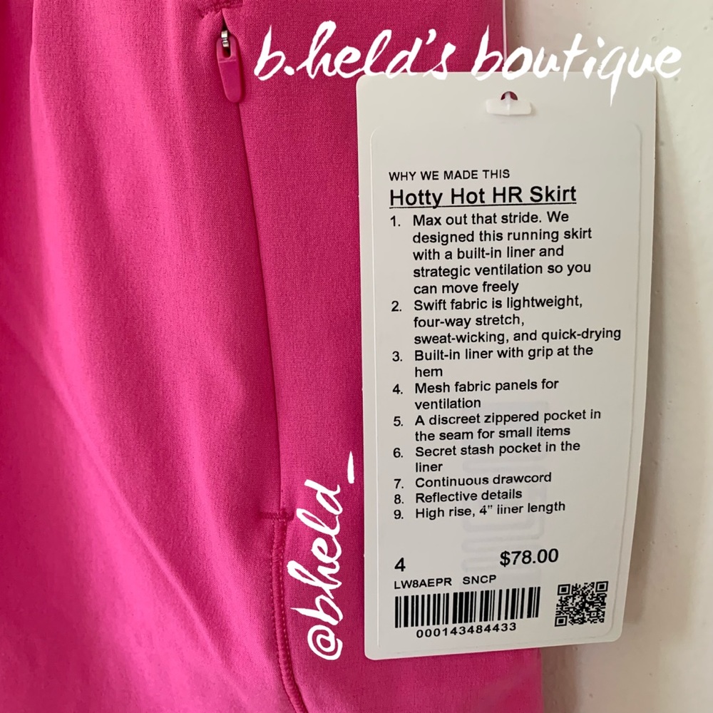 lululemon Hotty Hot High-Rise Skirt in Sonic Pink Size 4 Brand New NWT - Picture 4 of 14